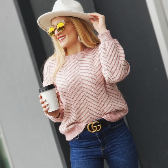 Sweetest Delight Chervon Chenille Sweater top - Picture 5 of 7